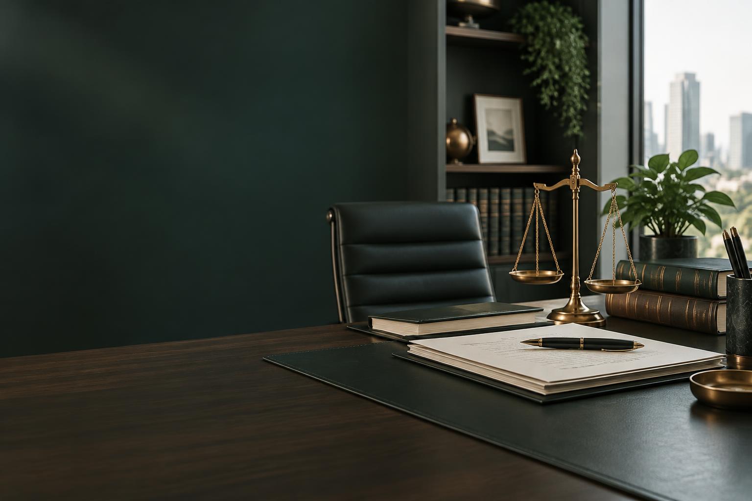 Illustrative legal practice desk