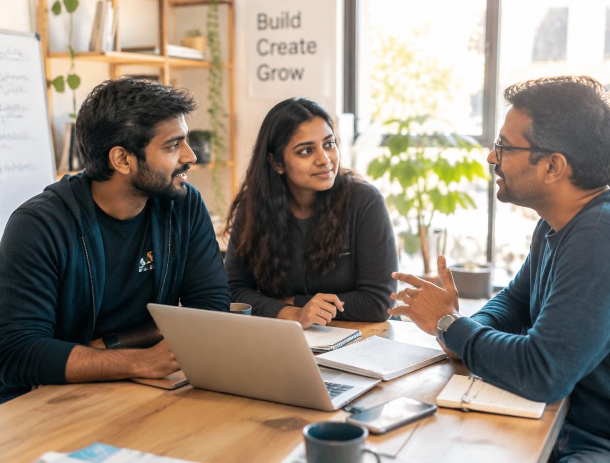 Founders meeting with an advisor